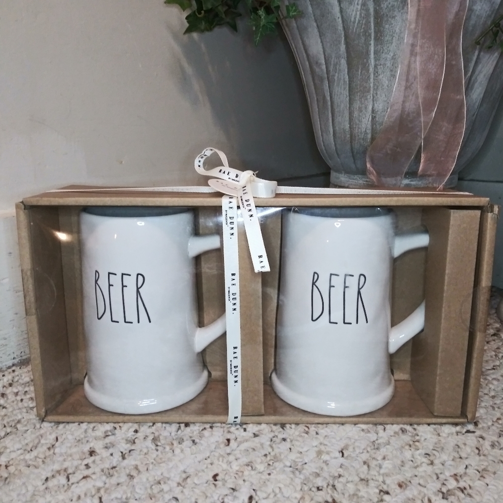 Rae Dunn New In Box Beer Stein Set - Picture 1 of 3
